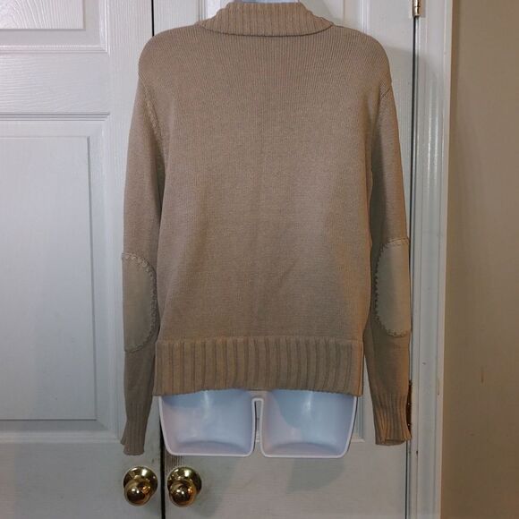 KIKIT  tan leather zipper front sweater jacket  Sz S - Picture 5 of 7